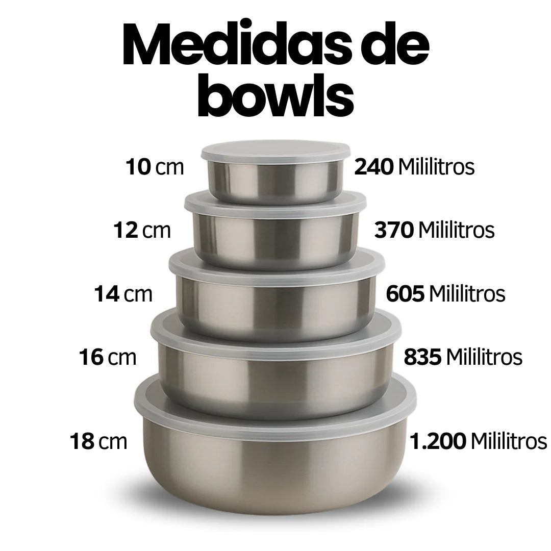 Set X5 Bowls con tapas herméticas