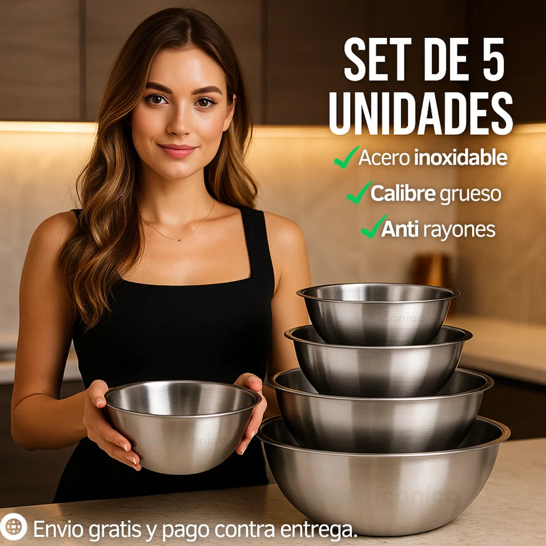 Set x5 Bowls en acero inoxidable