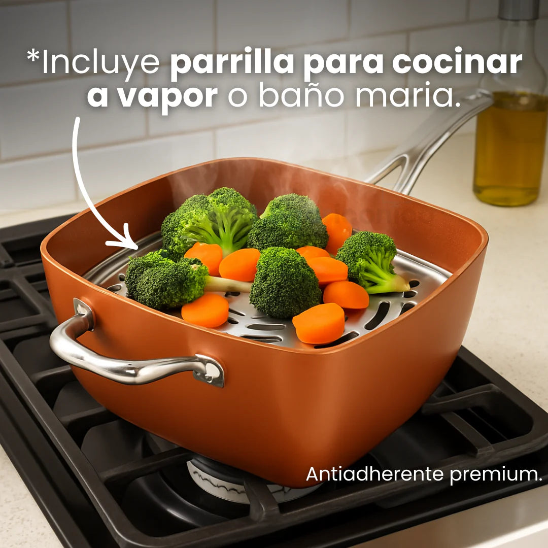 Set sartén y cacerola de cobre con accesorios