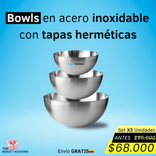 Set x3 Bowls Acero inoxidable