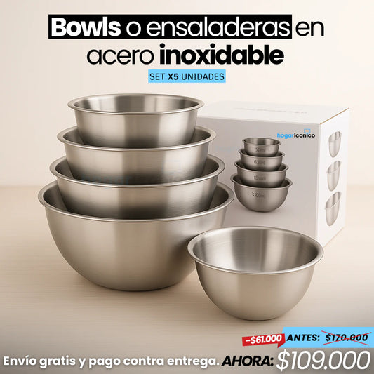 Set x5 Bowls en acero inoxidable