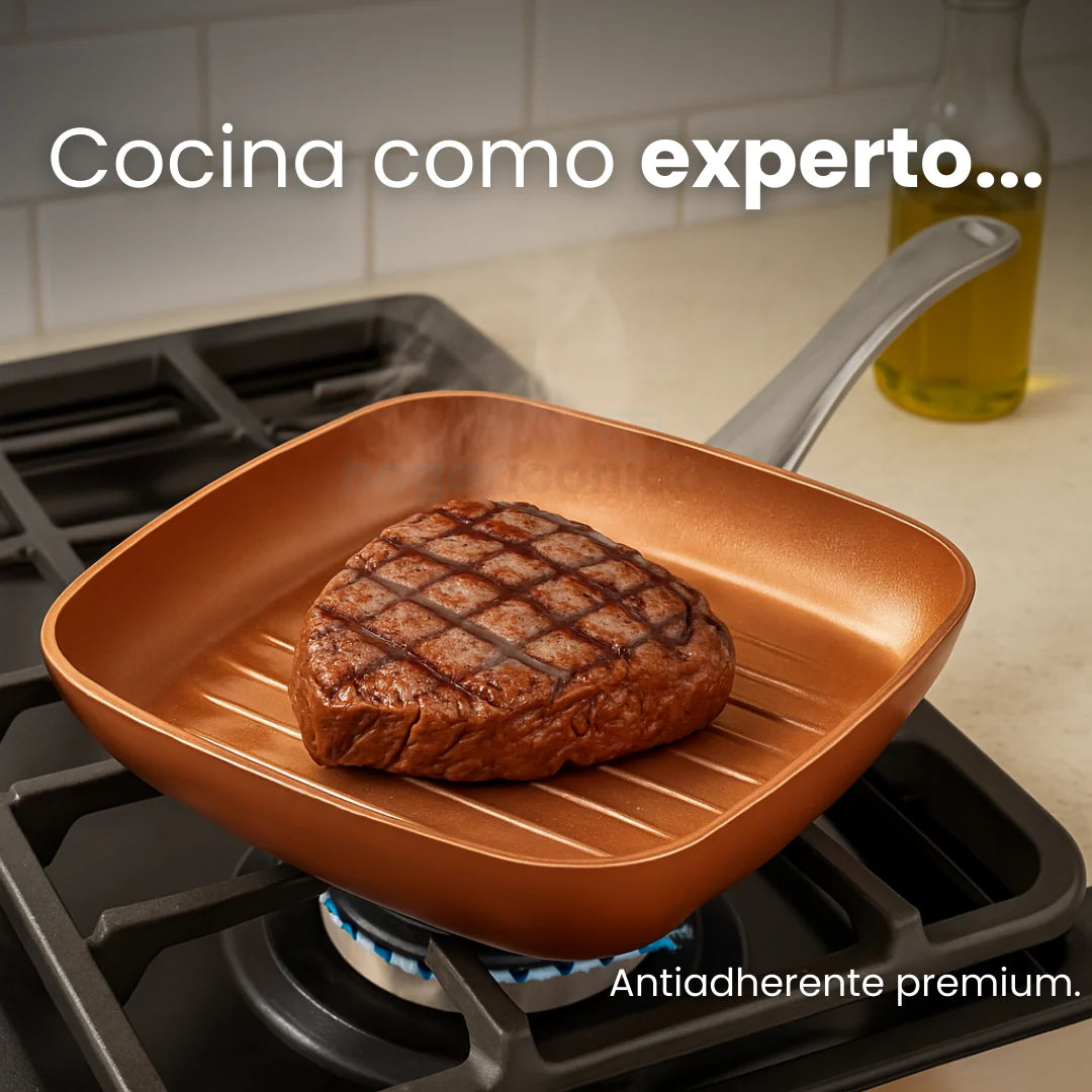 Set sartén y cacerola de cobre con accesorios